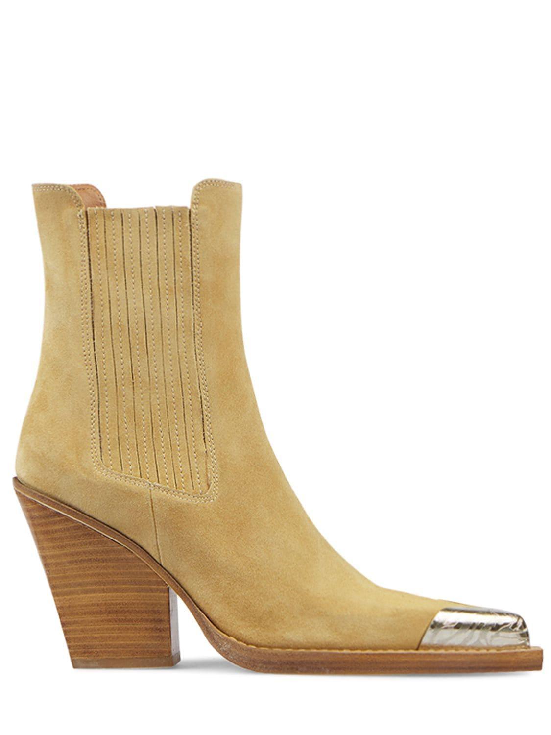 PARIS TEXAS 100mm Dallas Suede Ankle Boots In Beige product image