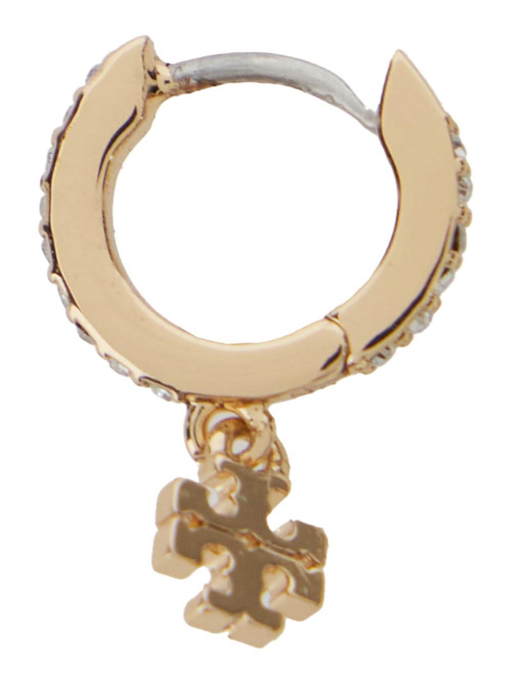 TORY BURCH Eleanor Pave Huggie Earrings In Grey Product Image