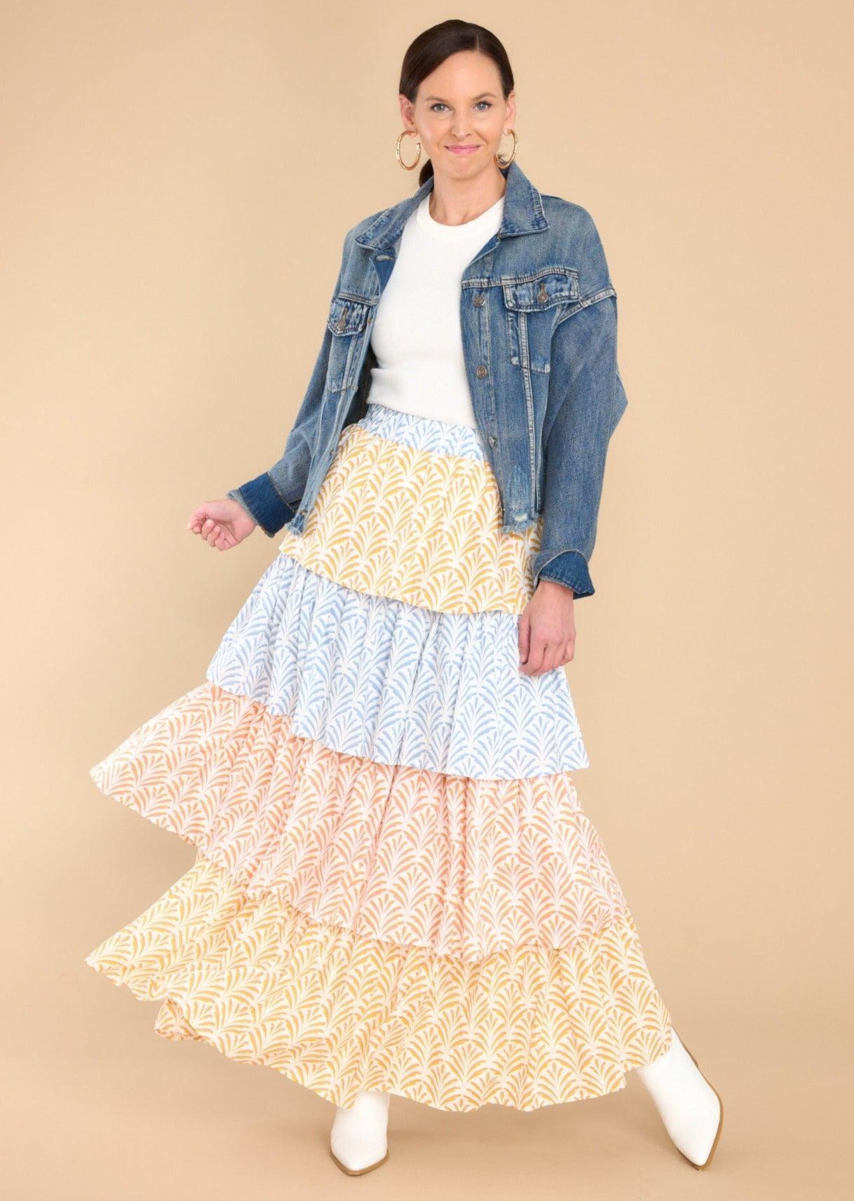 Aura Never A Dull Moment Sunflower Yellow Multi Print Skirt Product Image