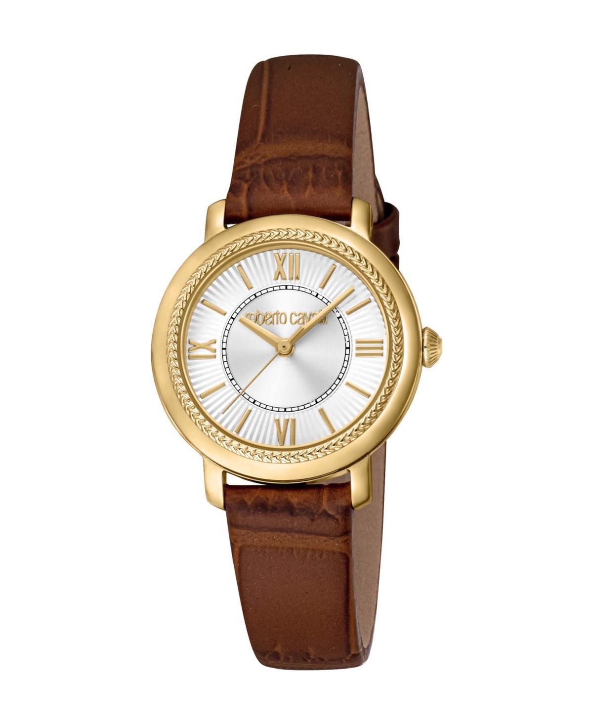 Roberto Cavalli Womens Quartz Brown Leather Watch 30mm Product Image