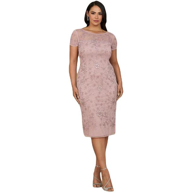 Lara Womens Beaded Midi Dress with Cap Sleeves Product Image