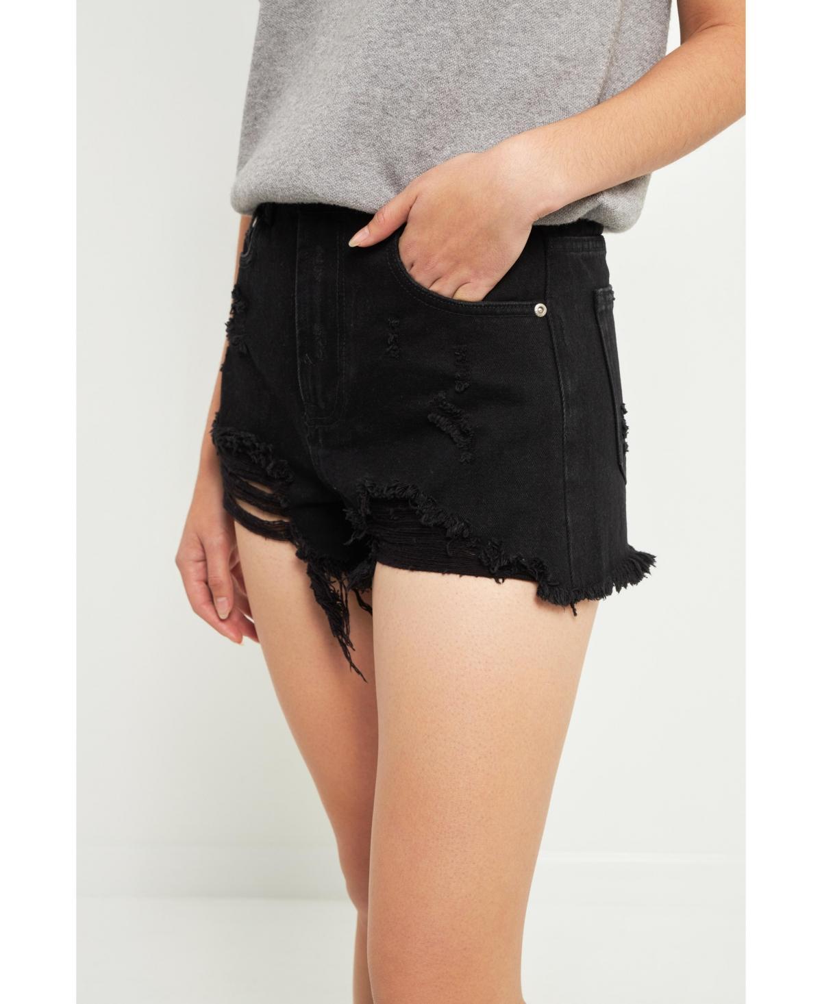 Grey Lab Womens Destroyed Denim Shorts Product Image