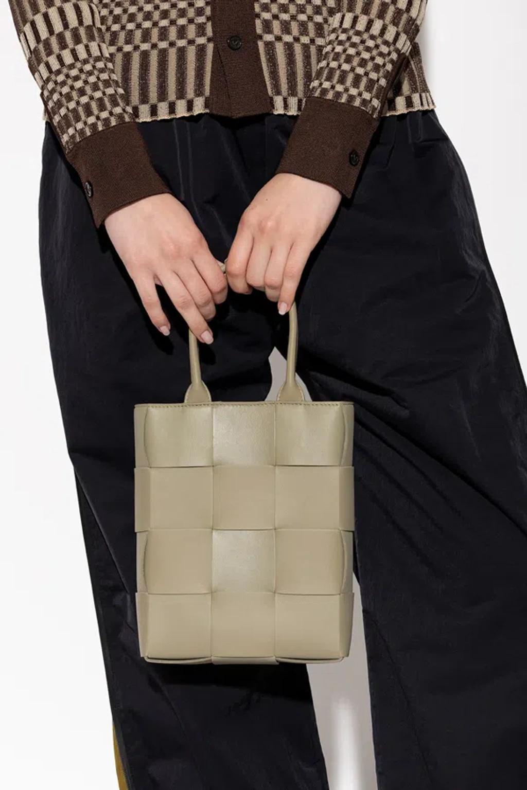 BOTTEGA VENETA Mini Cassette Intreccio Tote Bag In Grey Product Image