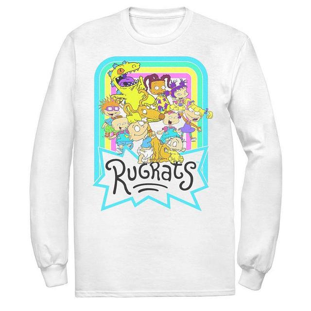 Mens Nickelodeon Rugrats Neon Rainbow Reptar And Friends Tee White Product Image