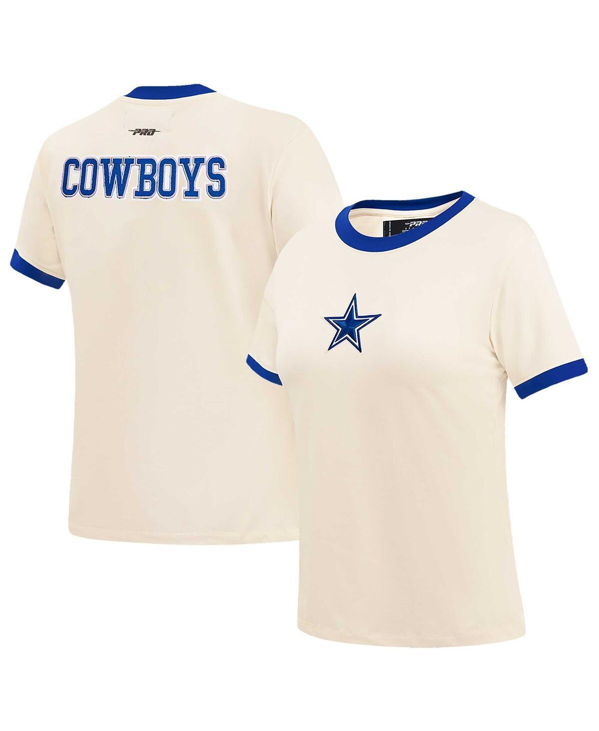 Womens Pro Standard Cream Distressed Dallas Cowboys Retro Classic Ringer T-shirt Product Image