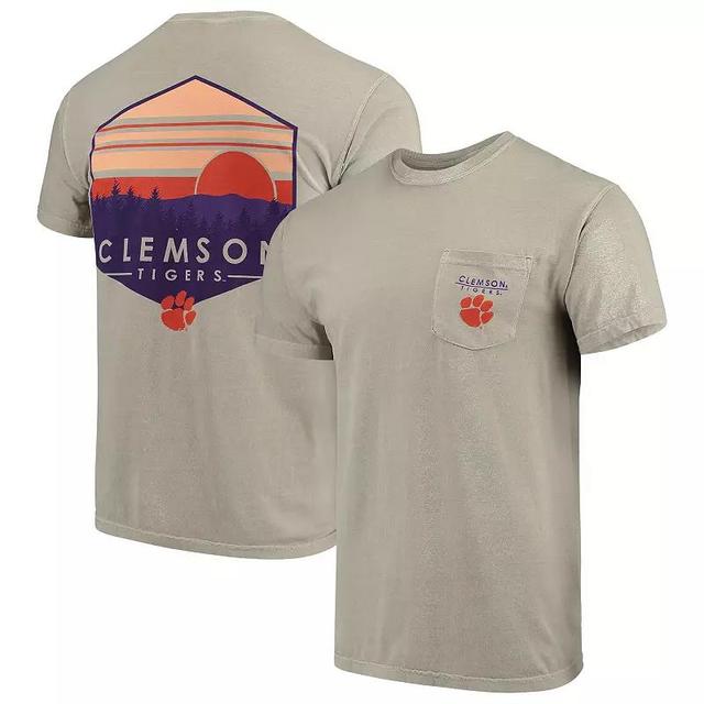 Mens Tan Clemson Tigers Landscape Shield Comfort Colors Pocket T-Shirt Product Image