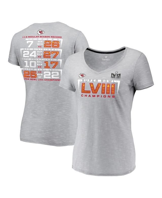 Womens Fanatics Gray Kansas City Chiefs Super Bowl Lviii Champions Counting Points V-Neck T-shirt Product Image