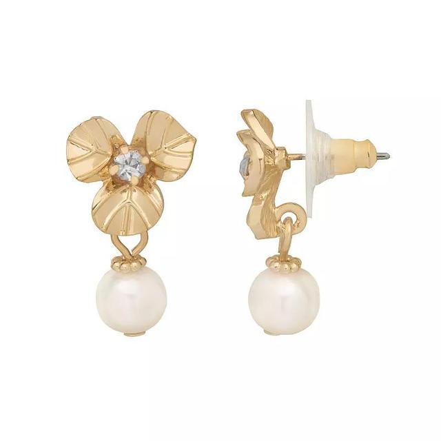 Emberly Gold Tone Flower Simulated Pearl Drop Earrings, Womens, Multi Product Image