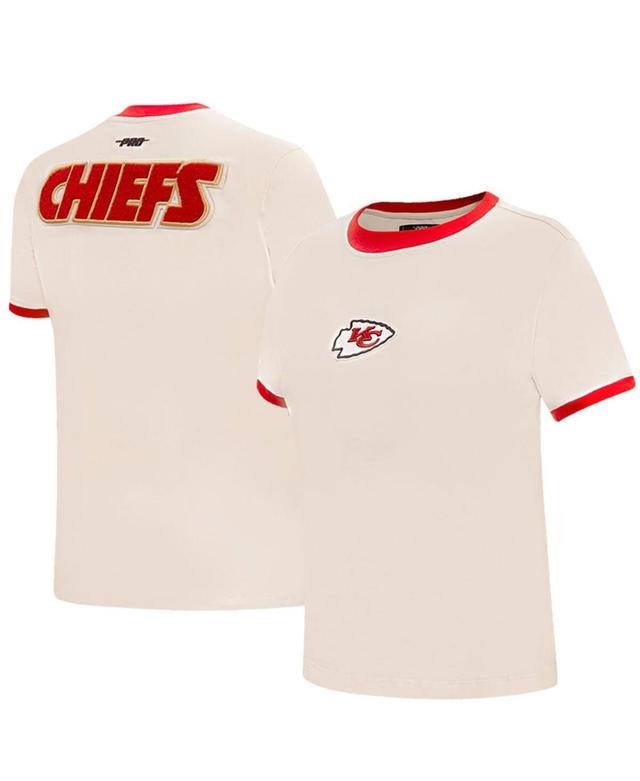 Pro Standard Womens Cream Kansas City Chiefs Retro Classic Ringer T-Shirt Product Image