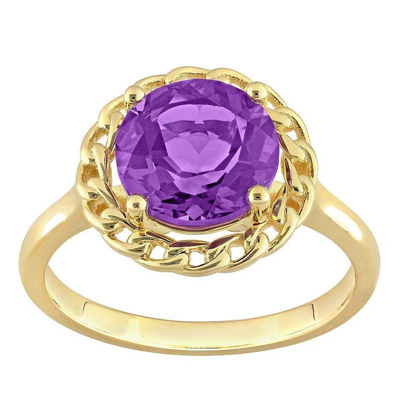 Stella Grace 18k Gold Over Silver Amethyst Halo Link Ring, Womens Gold Tone Product Image