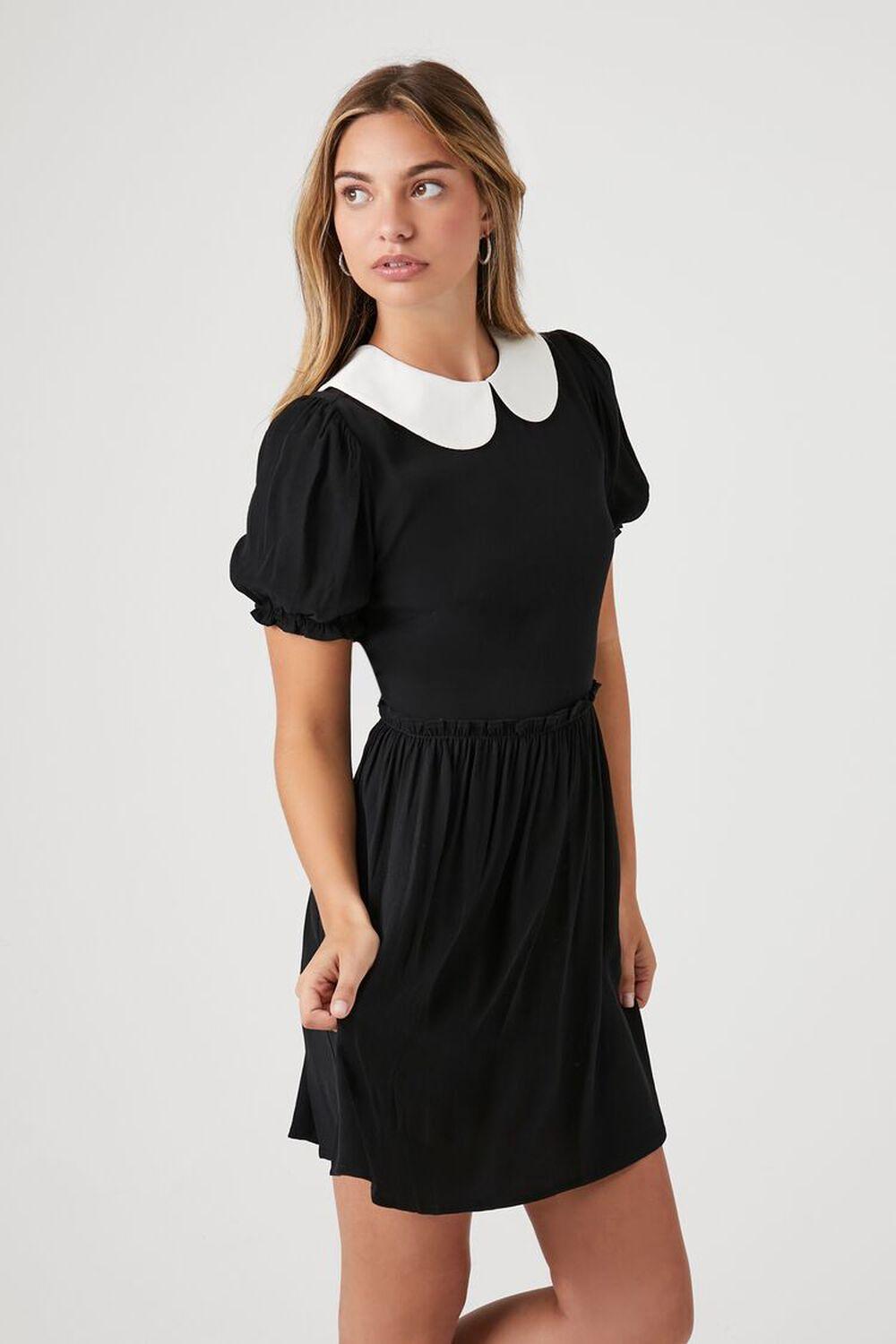 Collar Puff-Sleeve Mini Dress | Forever 21 Product Image