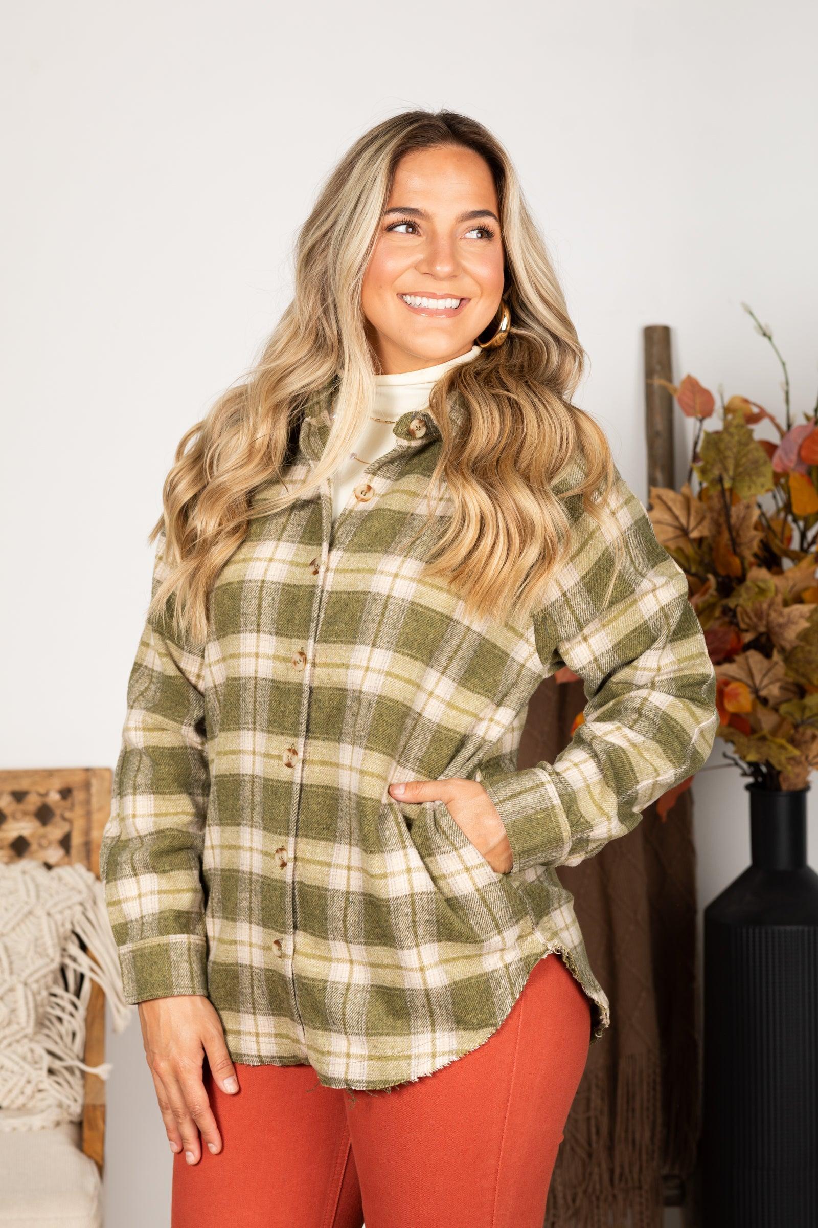 Oversized Collared Button Down Plaid Shirt Product Image