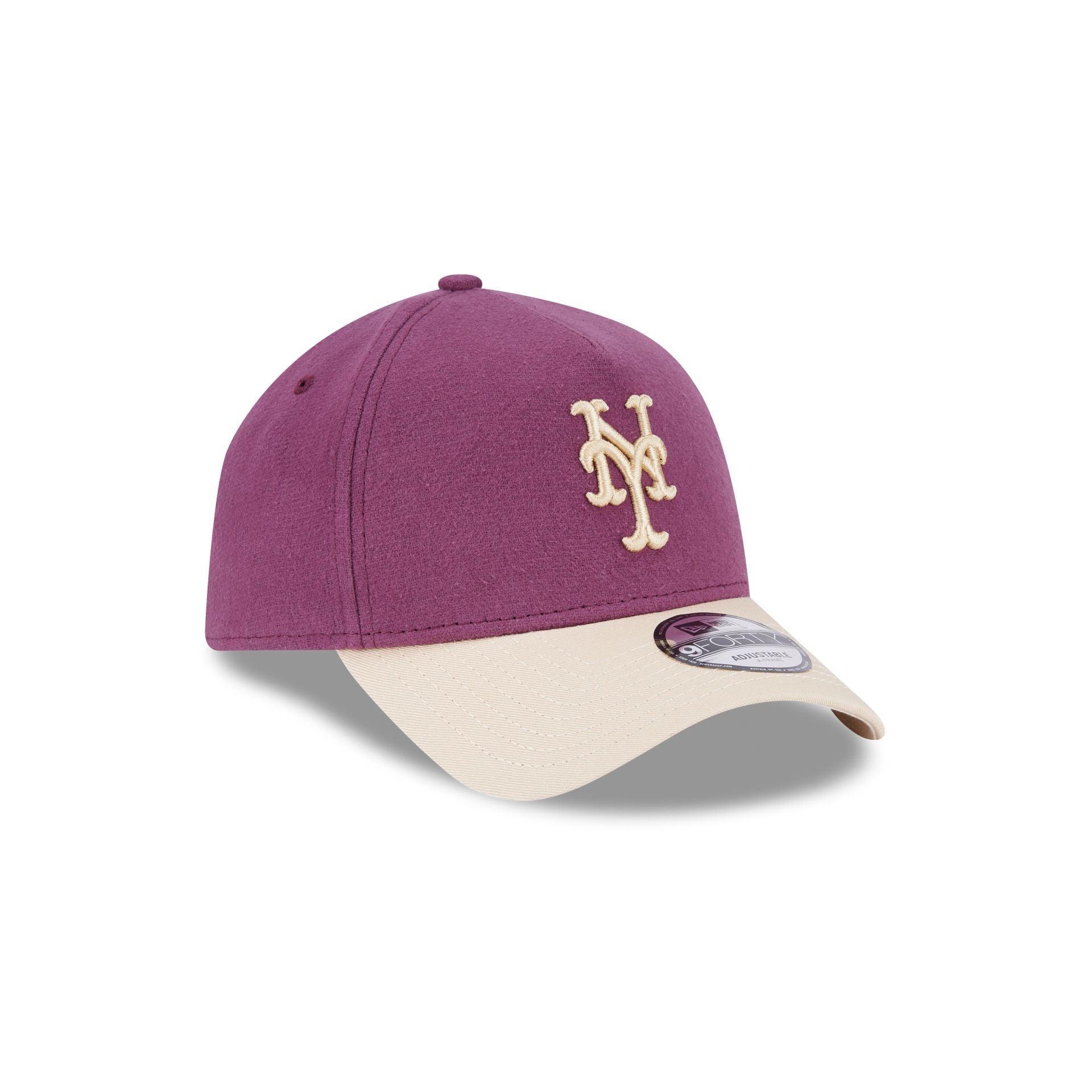 New York Mets Moleskin Crown Maroon 9FORTY A-Frame Snapback Hat Male Product Image