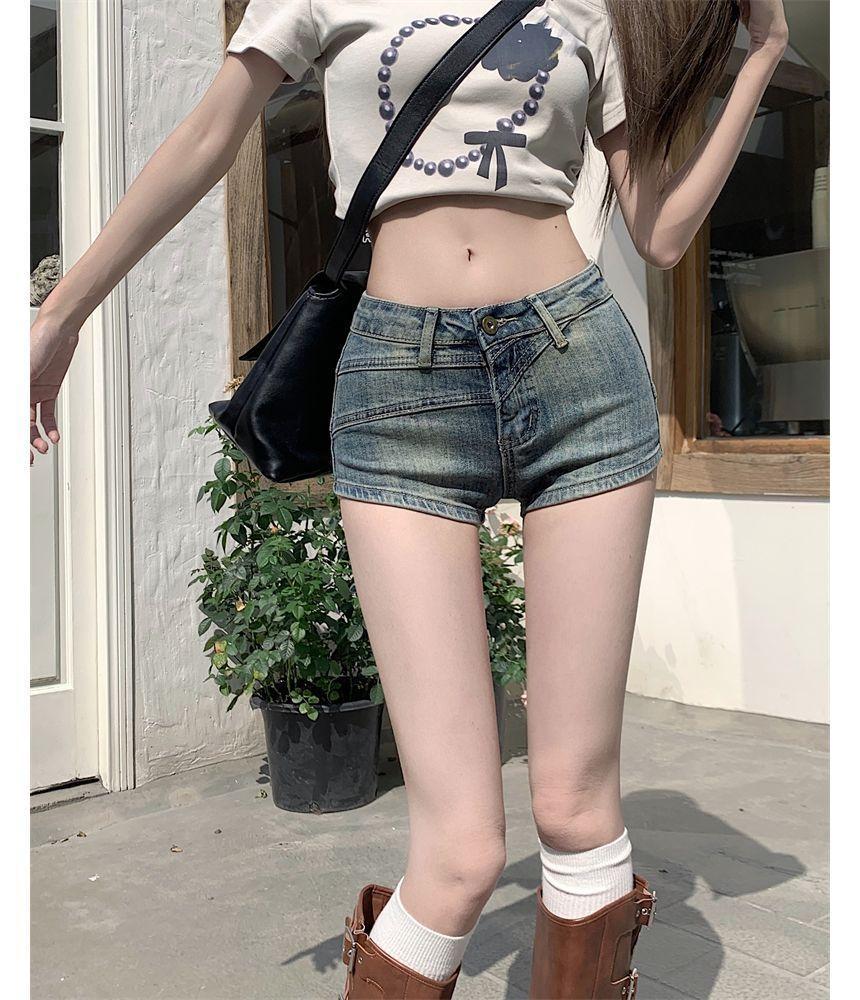 Low Rise Denim Hot Pants Product Image