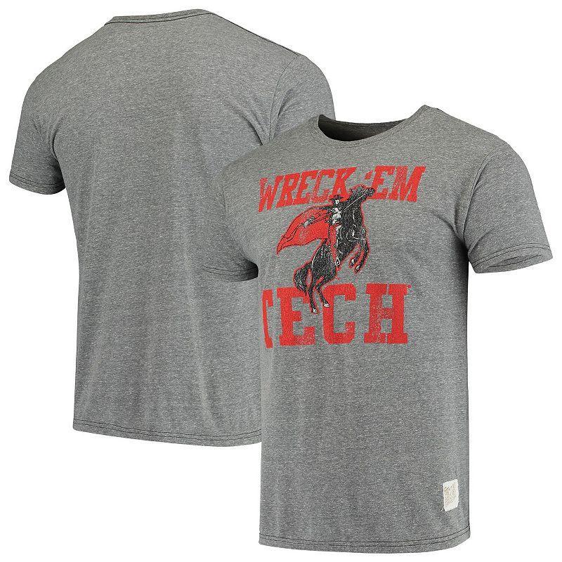 Mens Original Retro Brand Heathered Gray Texas Tech Red Raiders Vintage Logo Tri-Blend T-Shirt Product Image