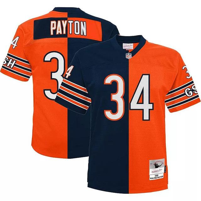 Mens Mitchell & Ness Walter Payton /Orange Chicago Bears Big & Tall Split Legacy Retired Player Replica Jersey Blue Product Image