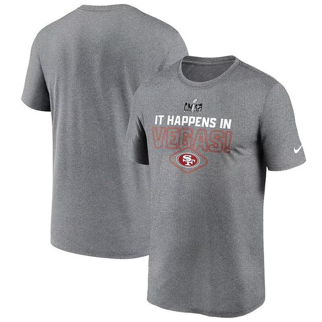 Mens Nike Heather Gray San Francisco 49ers Super Bowl LVIII Logo Lockup T-Shirt Product Image