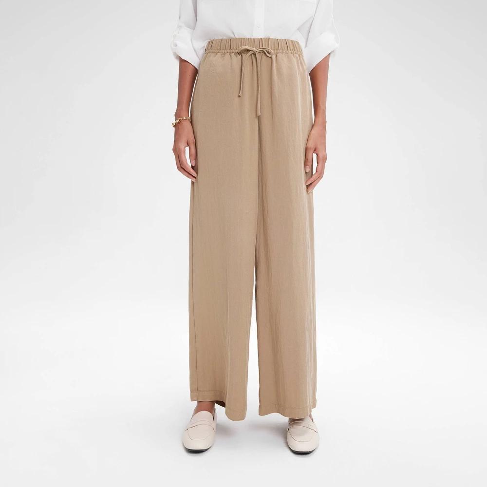 Womens High-Rise Wide Leg Pull-On Pants - A New Day Khaki XL Product Image