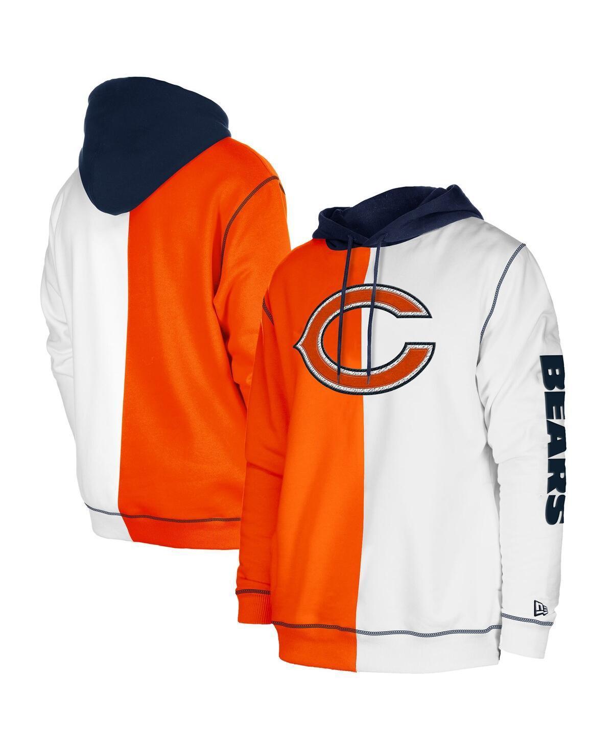 Mens New Era /White Chicago Bears Third Down Split Raglan Pullover Hoodie Product Image