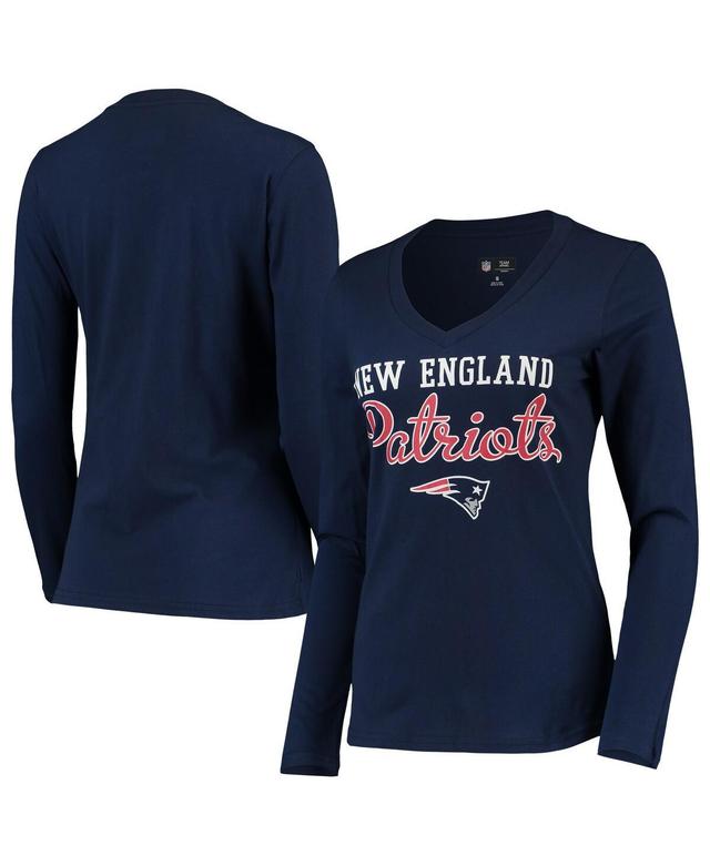 Womens G-III 4Her by Carl Banks New England Patriots Post Season Long Sleeve V-Neck T-Shirt Blue Product Image