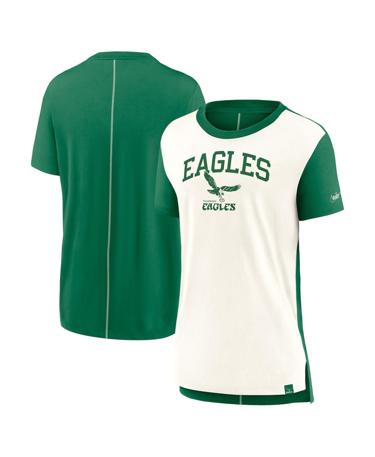 Womens Nike Cream/Kelly Green Philadelphia Eagles Wordmark Tri-Blend T-Shirt Product Image