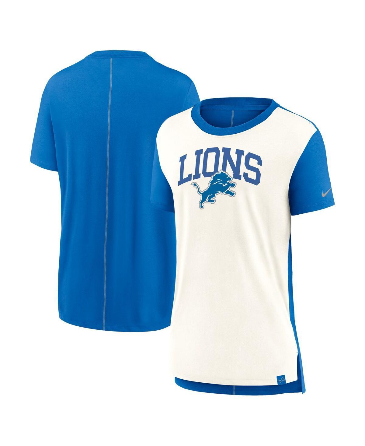 Nike Womens Cream Detroit Lions Wordmark Tri-Blend T-Shirt - Cream, Blue Product Image