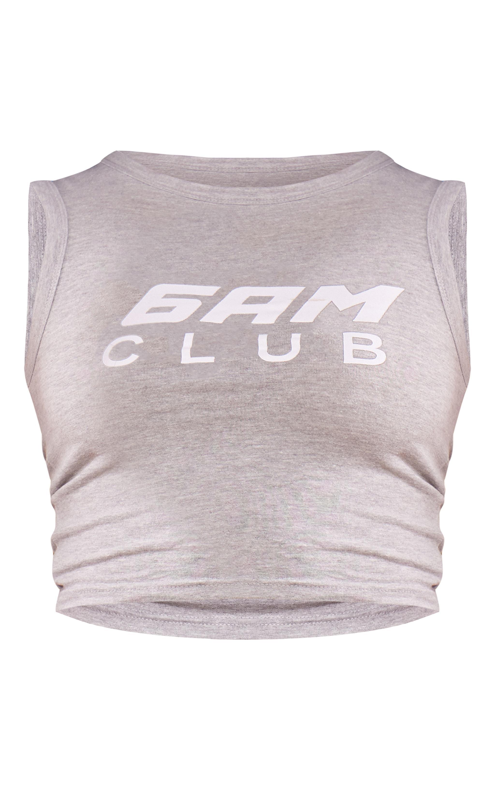 Petite Grey Marl 6AM Club Graphic Tank Top Product Image