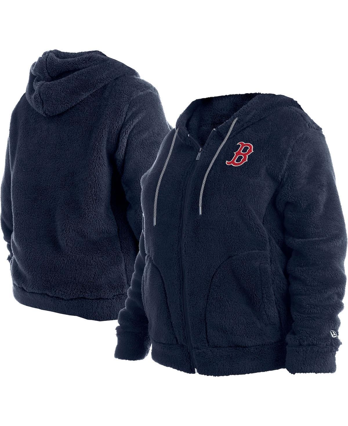 Womens New Era Boston Red Sox Plus Size Sherpa Full-Zip Jacket Blue Product Image