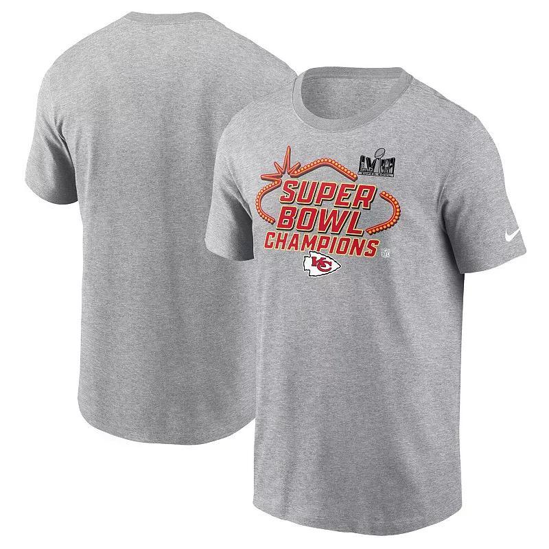 Mens Nike Heather Gray Kansas City Chiefs Super Bowl LVIII Champions Locker Room Trophy Collection Tall T-Shirt Product Image