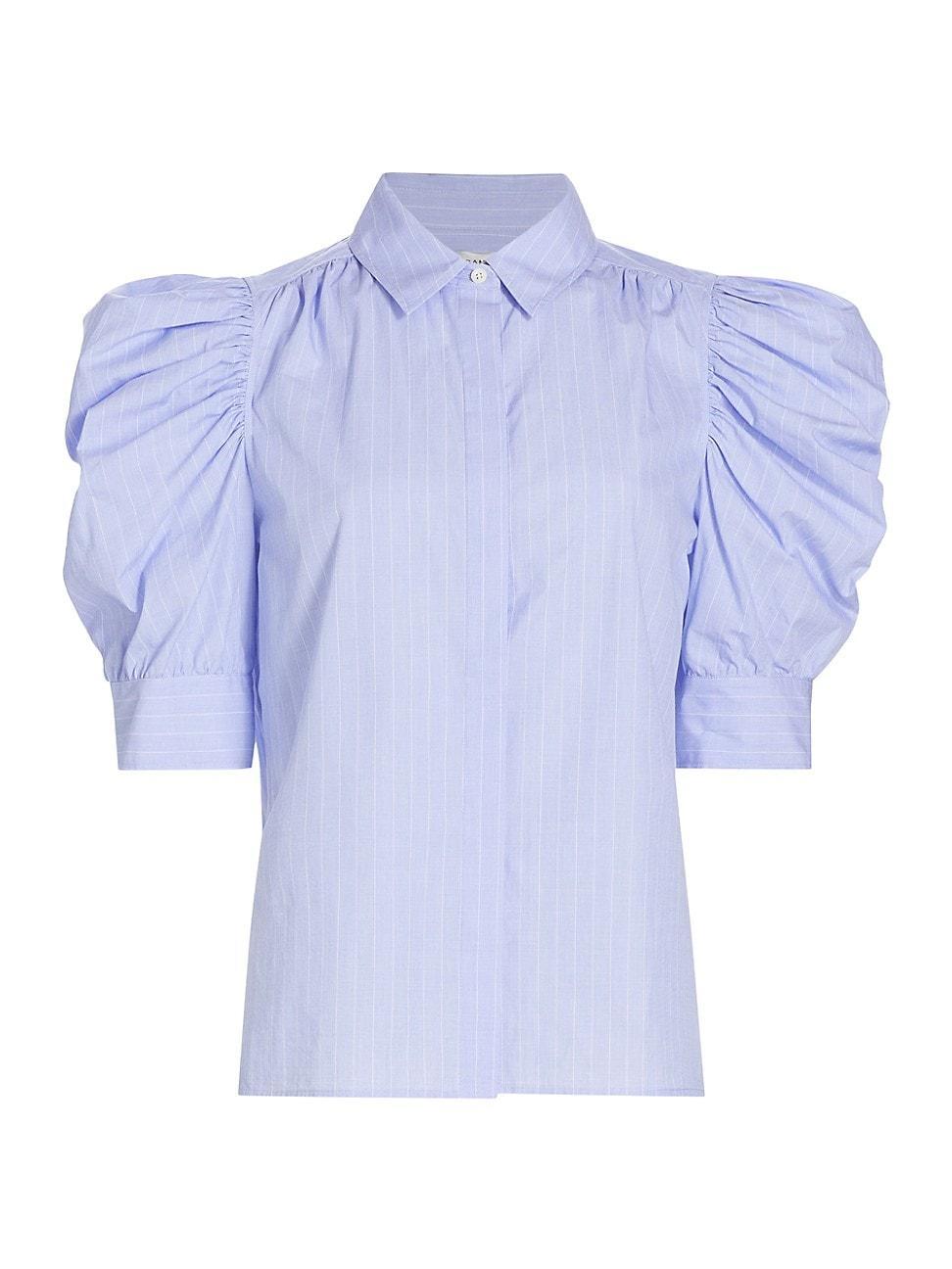 Womens Ruched Puff-Sleeve Shirt Product Image