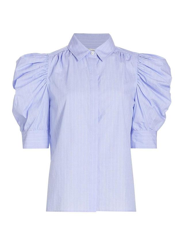 FRAME Stripe Puff Sleeve Cotton Button-Up Shirt Product Image