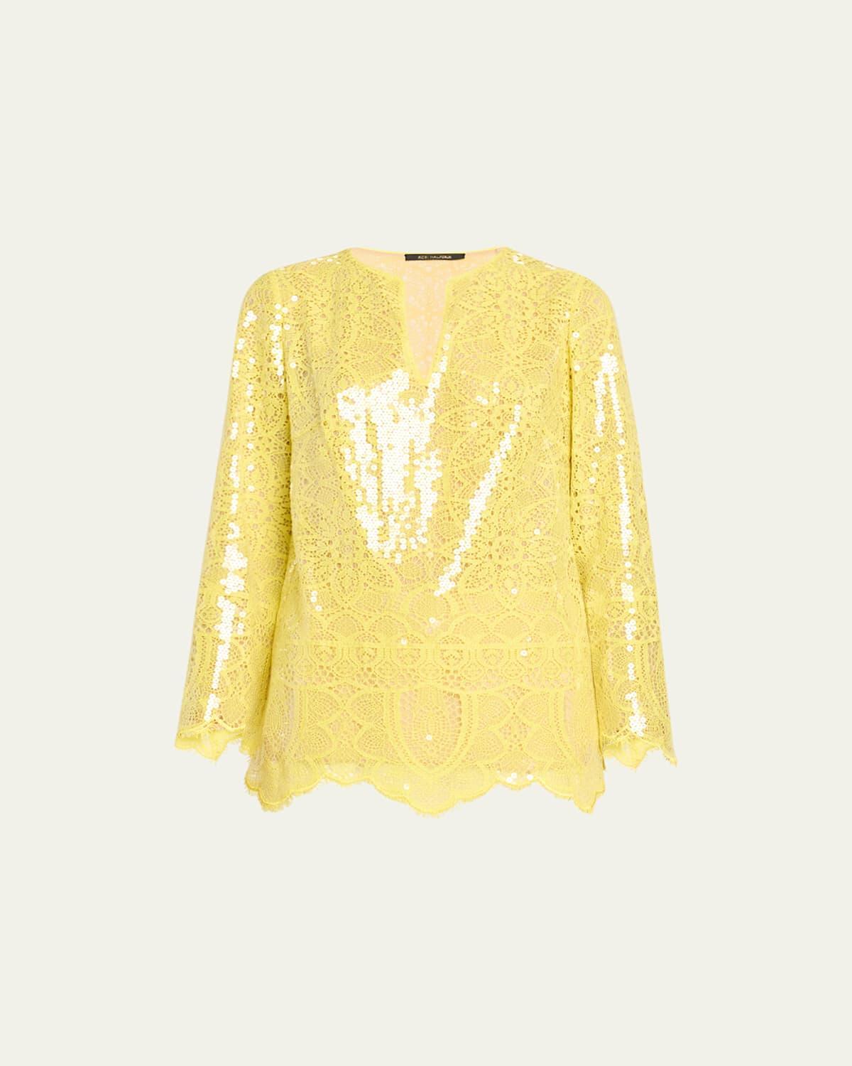 Ellie Scalloped Sequin Lace Blouse Product Image