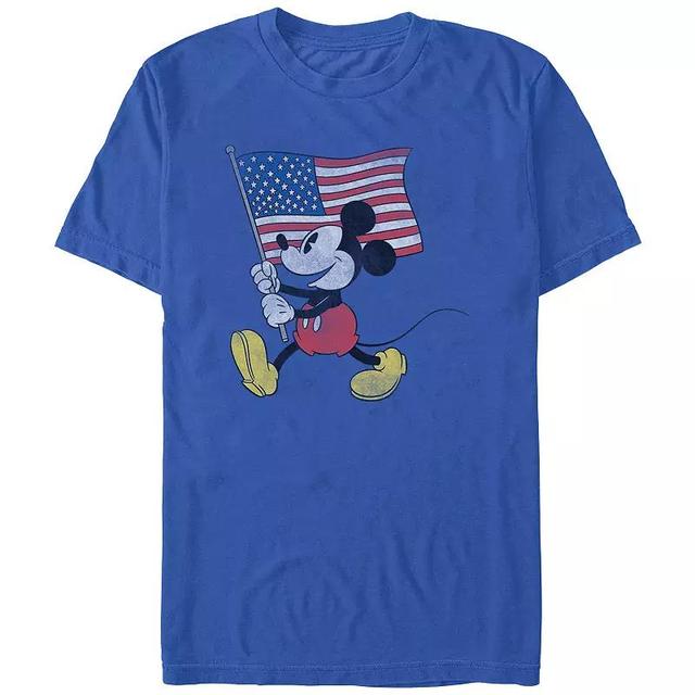 Disneys Mens Mickey Mouse Waving USA Flag Graphic Tee Product Image