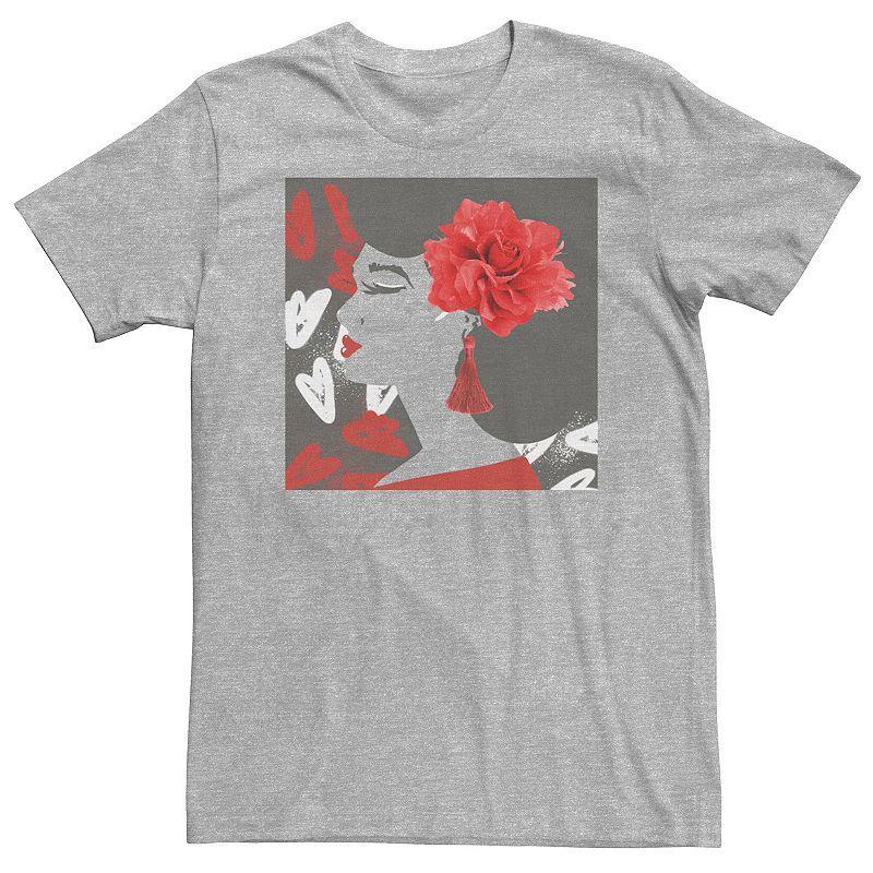 Big & Tall Graffiti Floral Girl Tee, Mens Athletic Grey Product Image