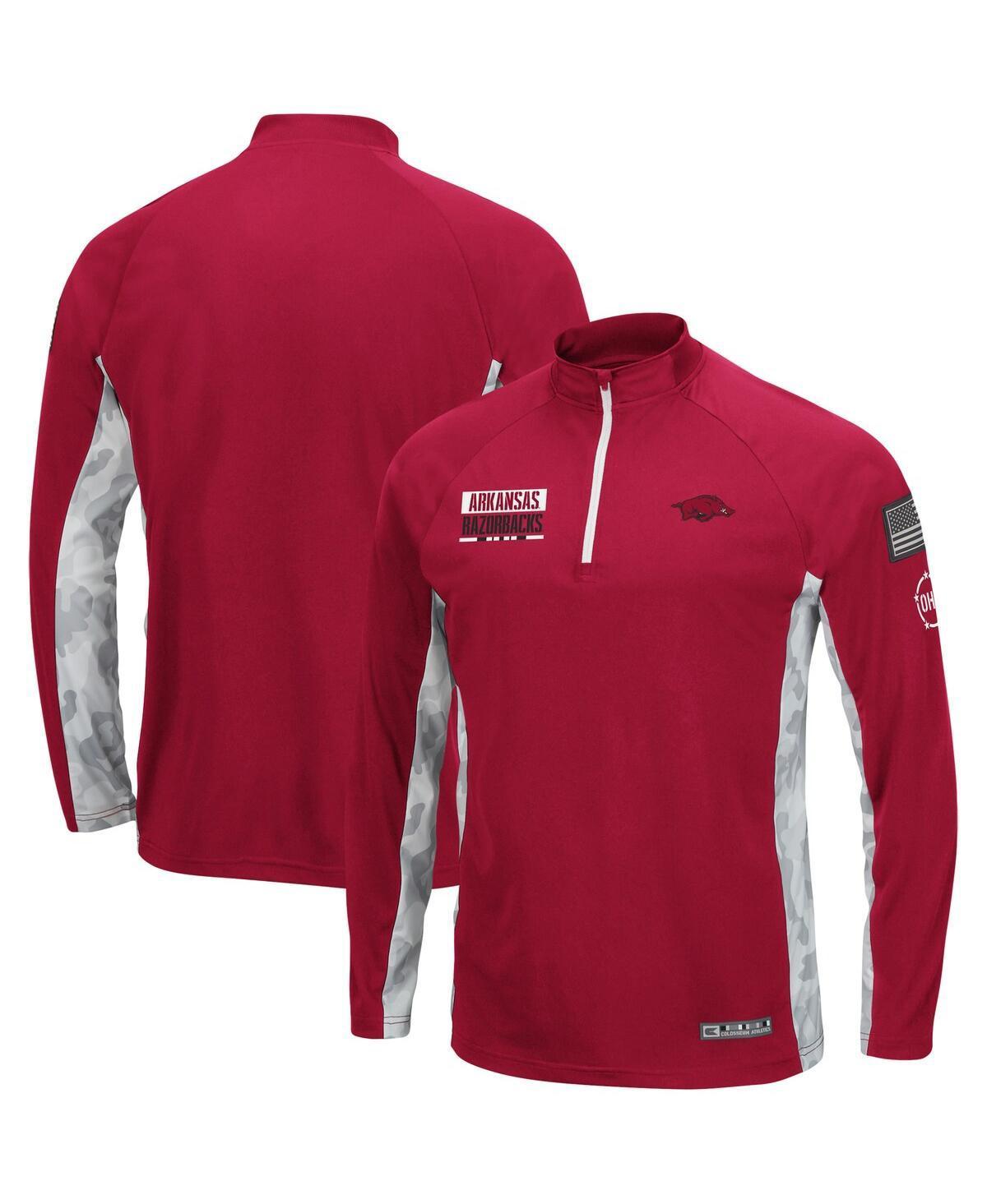 Mens Colosseum Cardinal Arkansas Razorbacks OHT Military Appreciation Snow Cruise Raglan 1/4-Zip Jacket Product Image