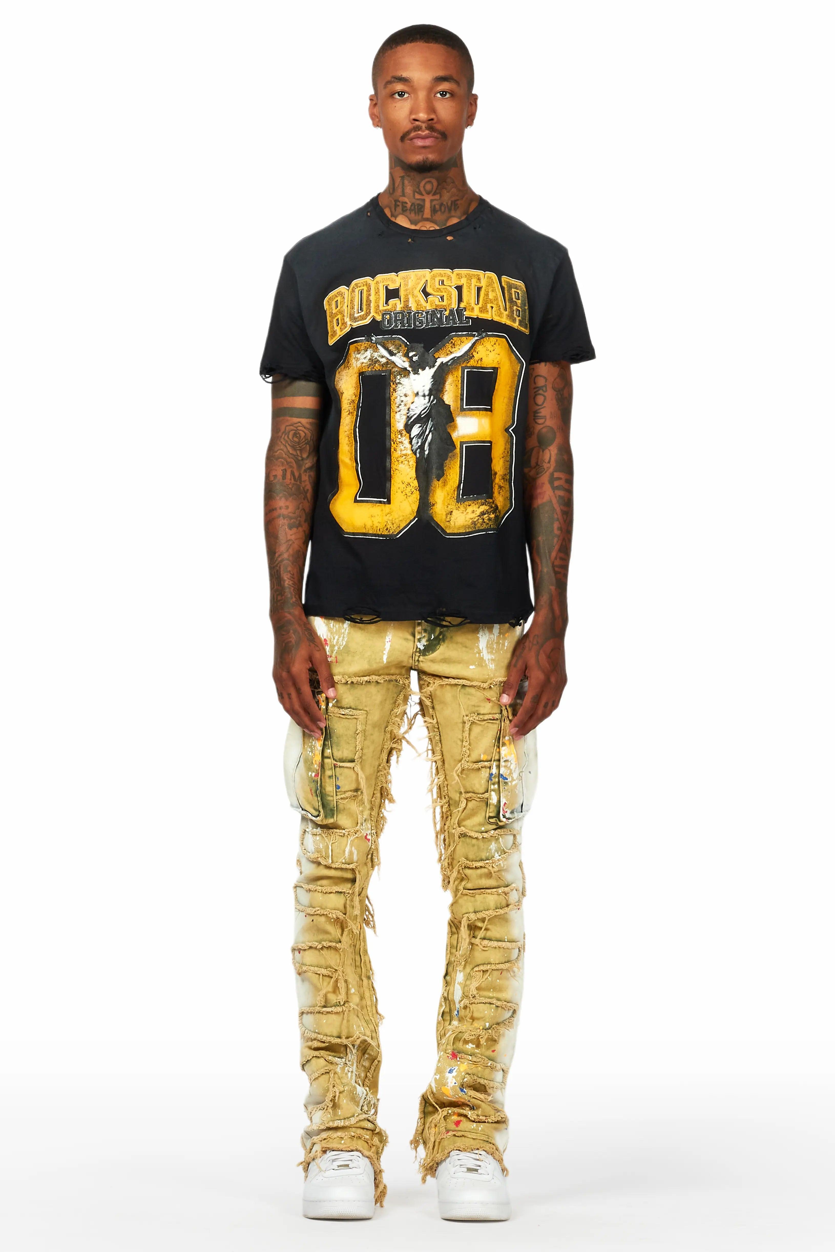 Jairo Yellow Painter Stacked Flare Jean Male Product Image