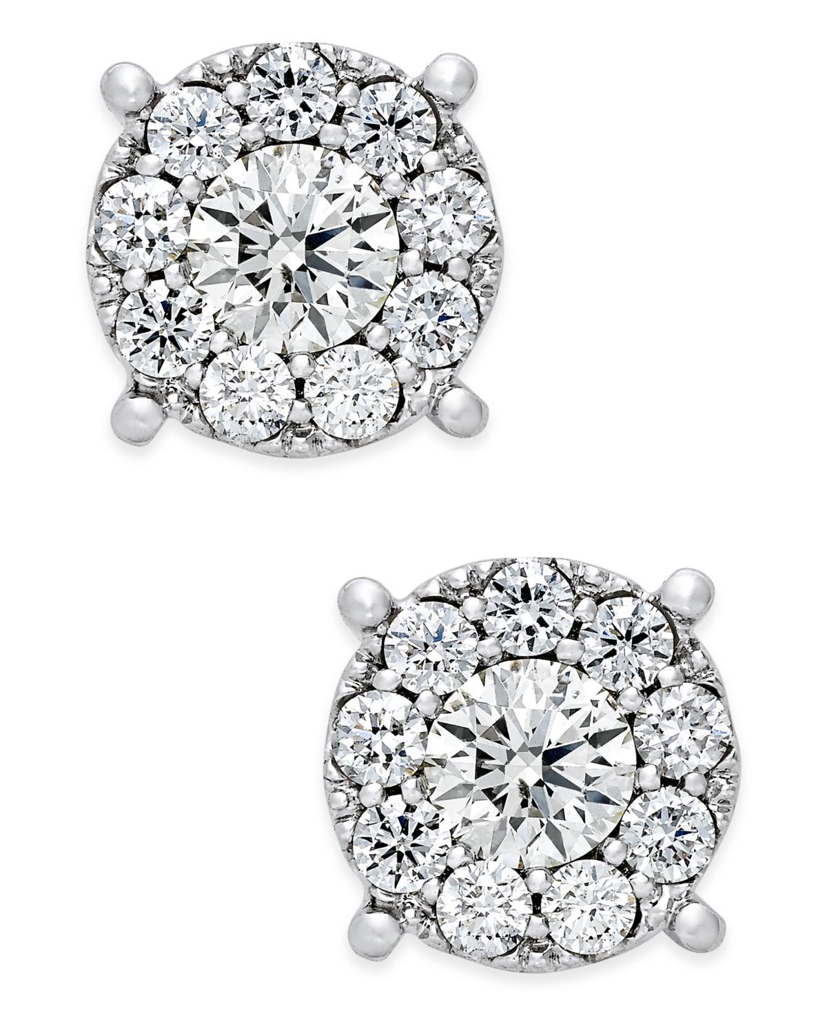 Diamond Cluster Stud Earrings (1 ct. t.w.) in 14k White Gold Product Image