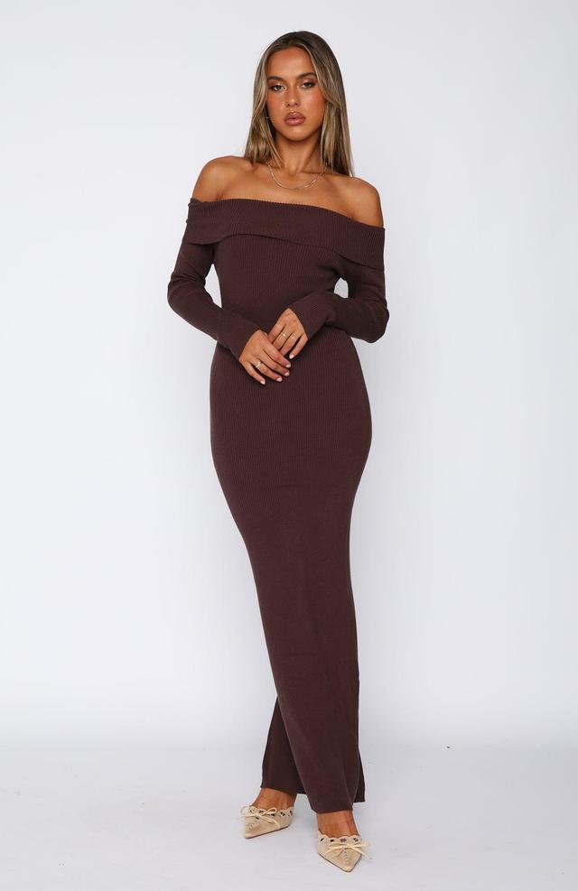 Don't Call Me Anymore Long Sleeve Maxi Dress Chocolate Product Image