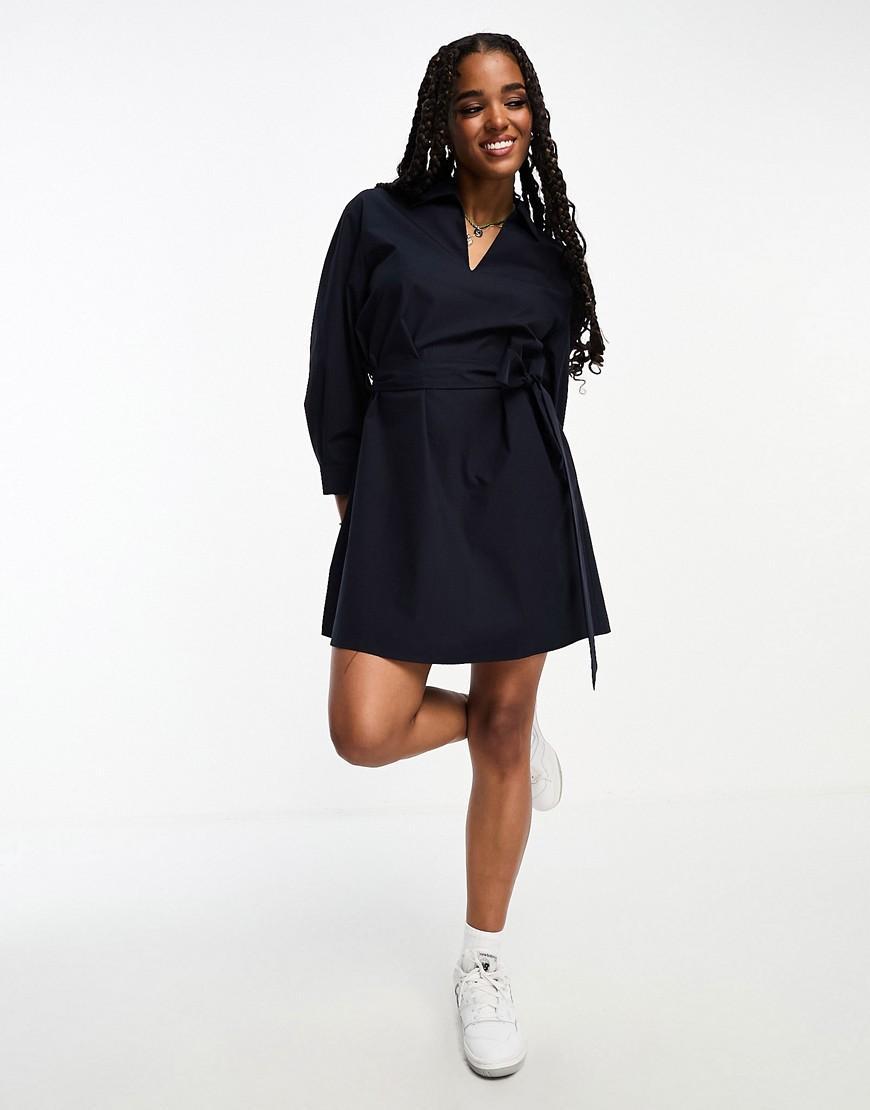 MANGO Tie Belt Long Sleeve Cotton Poplin Shirtdress Product Image