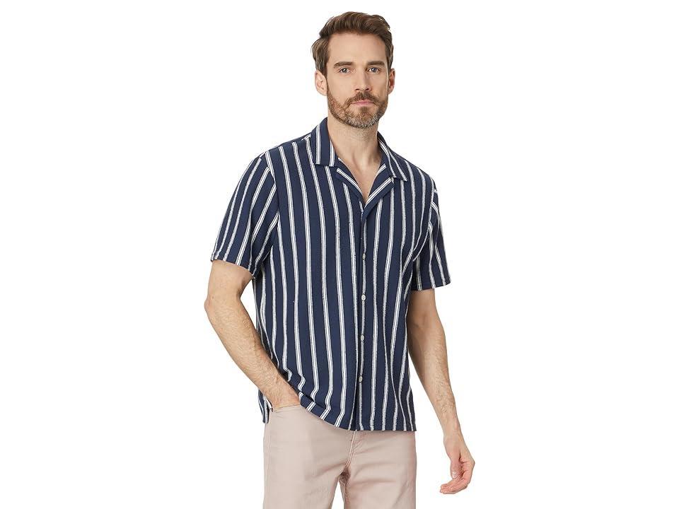 Madewell Easy Short-Sleeve Shirt in Stripe Jacquard (Dark Baltic Stripe) Men's Short Sleeve Knit Product Image