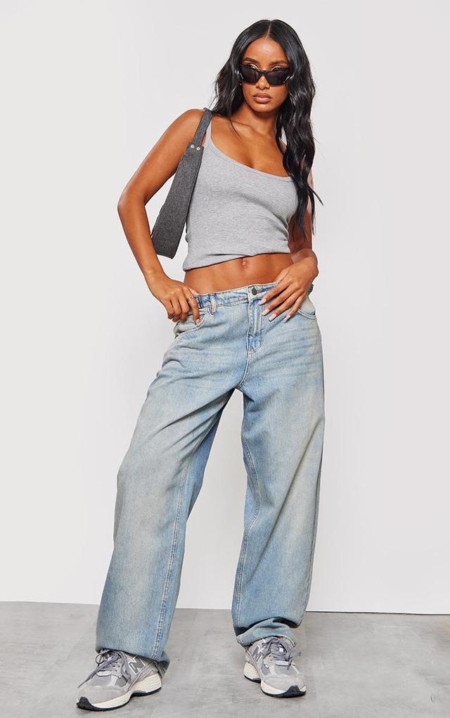 Vintage Wash Adjustable Cinched Side Boyfriend Jeans Product Image