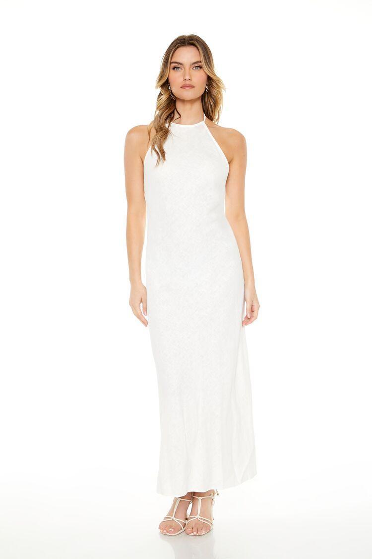 Linen-Blend Halter Maxi Dress | Forever 21 Product Image