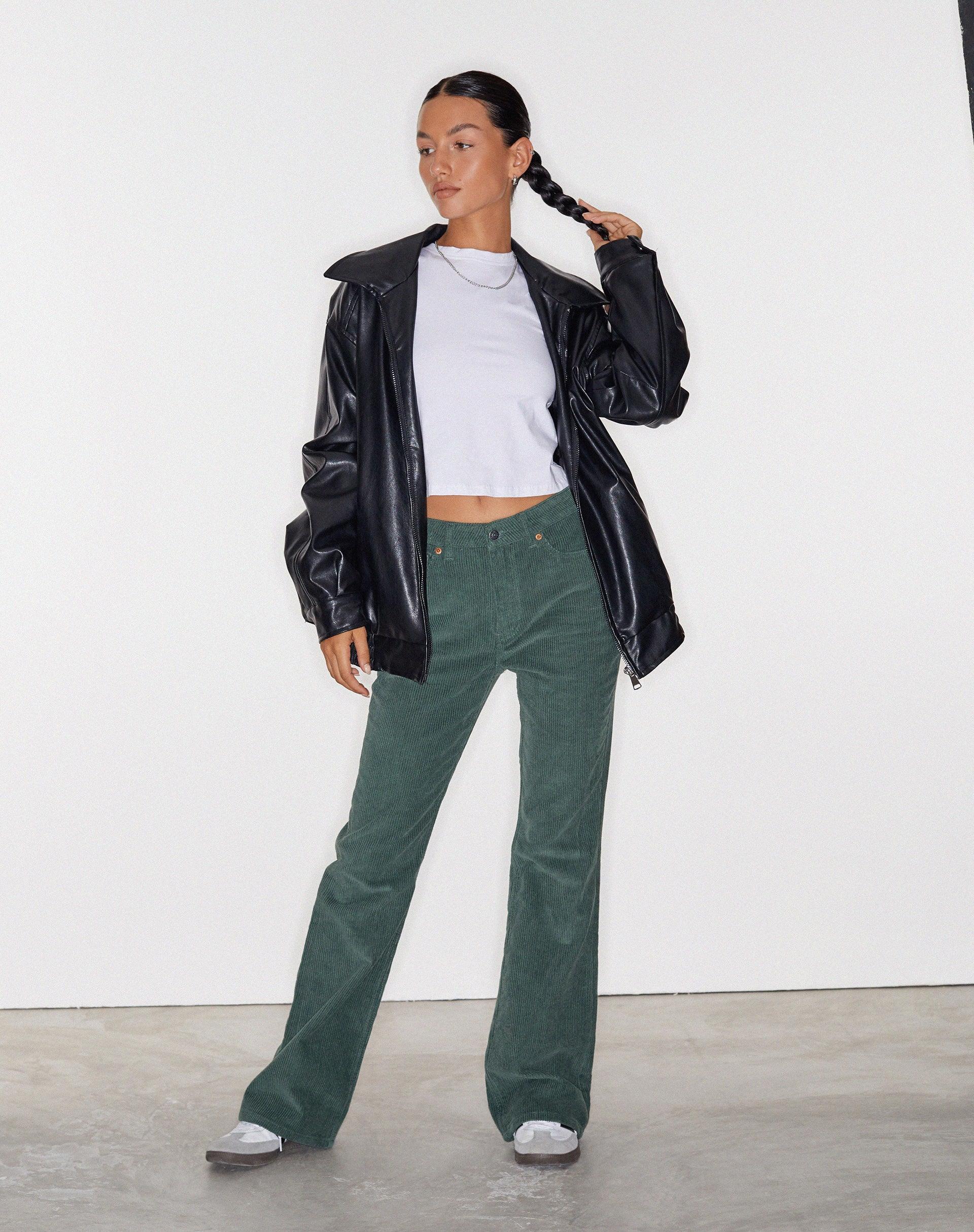 MOTEL X OLIVIA NEILL Bootleg Jeans in Cord Green product image