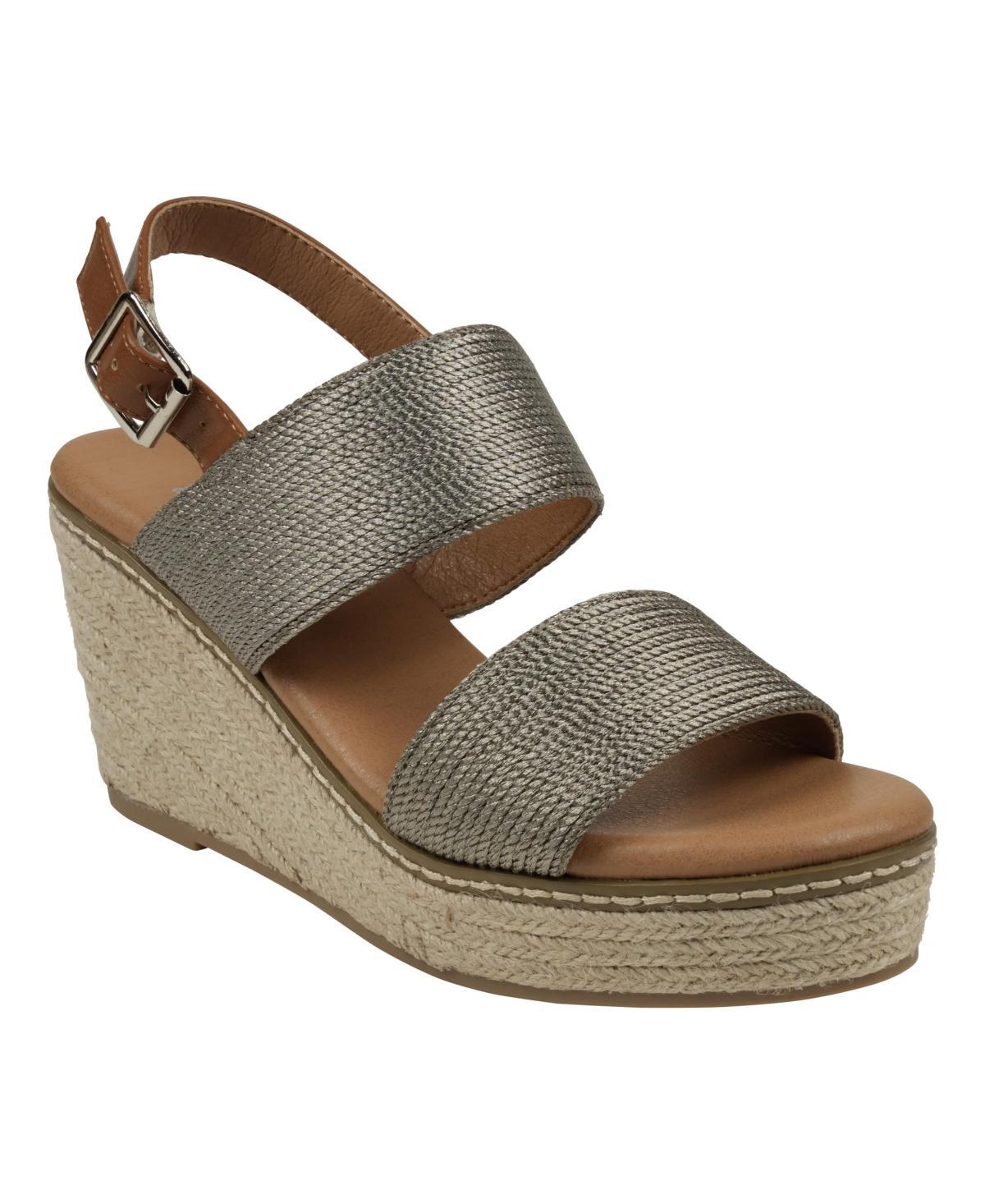 Gc Shoes Womens Ellis Metallic Double Band Slingback Espadrille Wedge Sandals Product Image