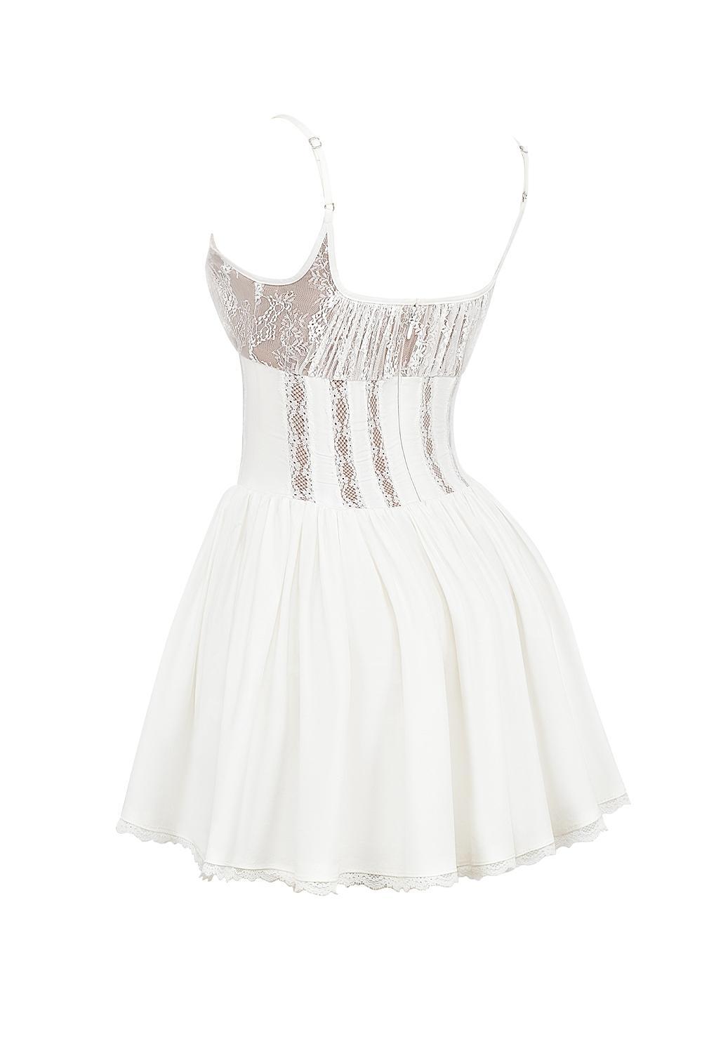 Rosaria White Cotton Corset Mini Dress Product Image