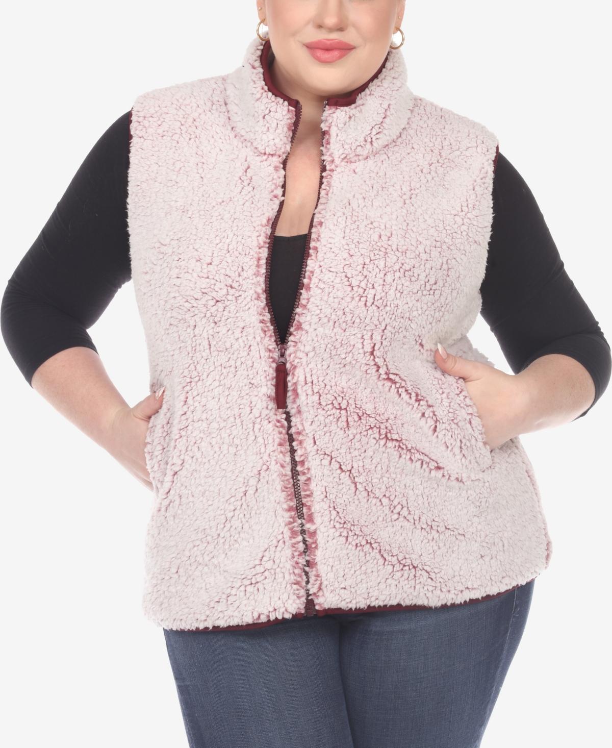 White Mark Plus Size Womens Zip Up Sherpa Vest Jacket Product Image