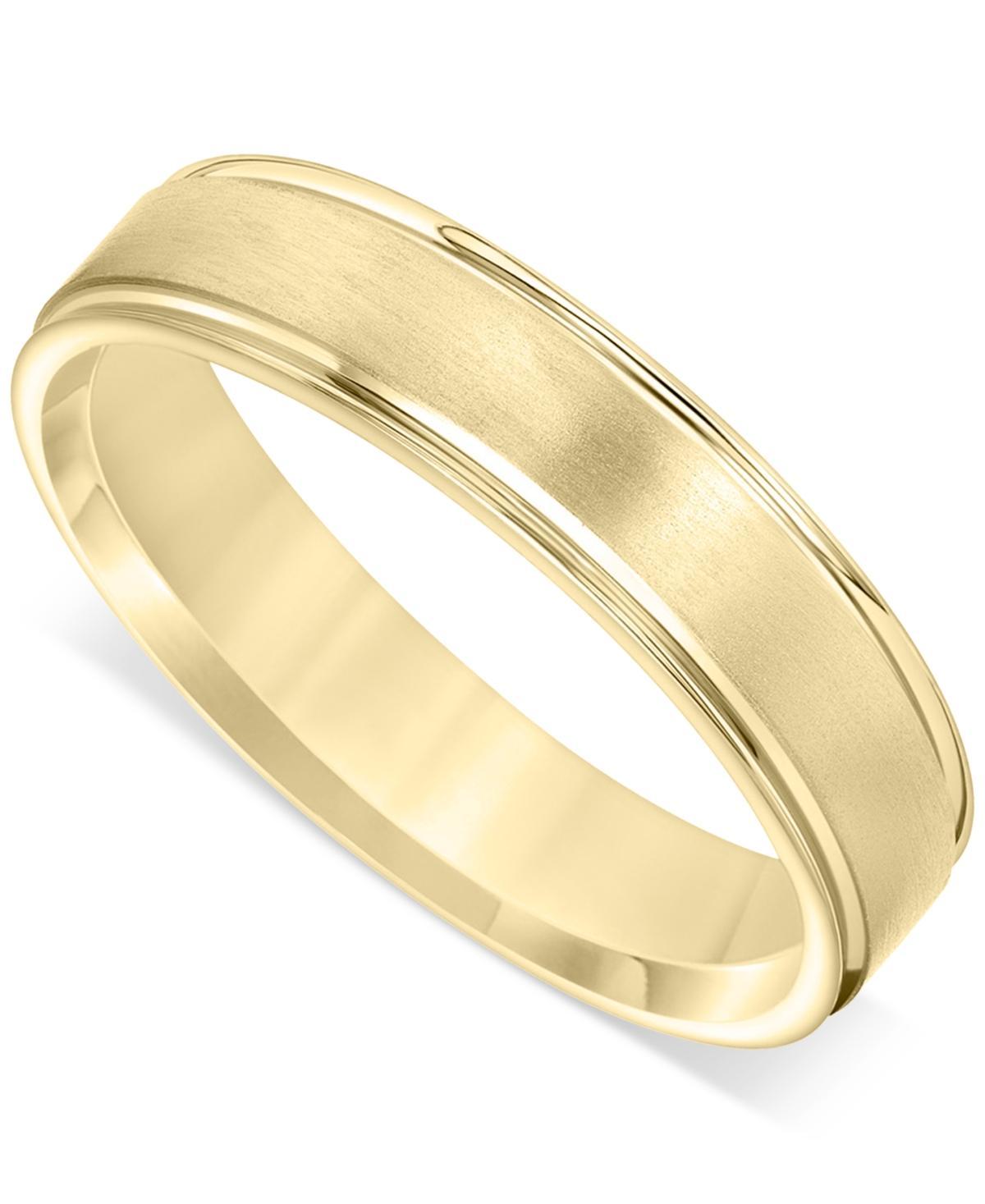 Men's Satin Finish Beveled Edge Band in 18k Gold-Plated Sterling Silver (Also in Sterling Silver) Product Image