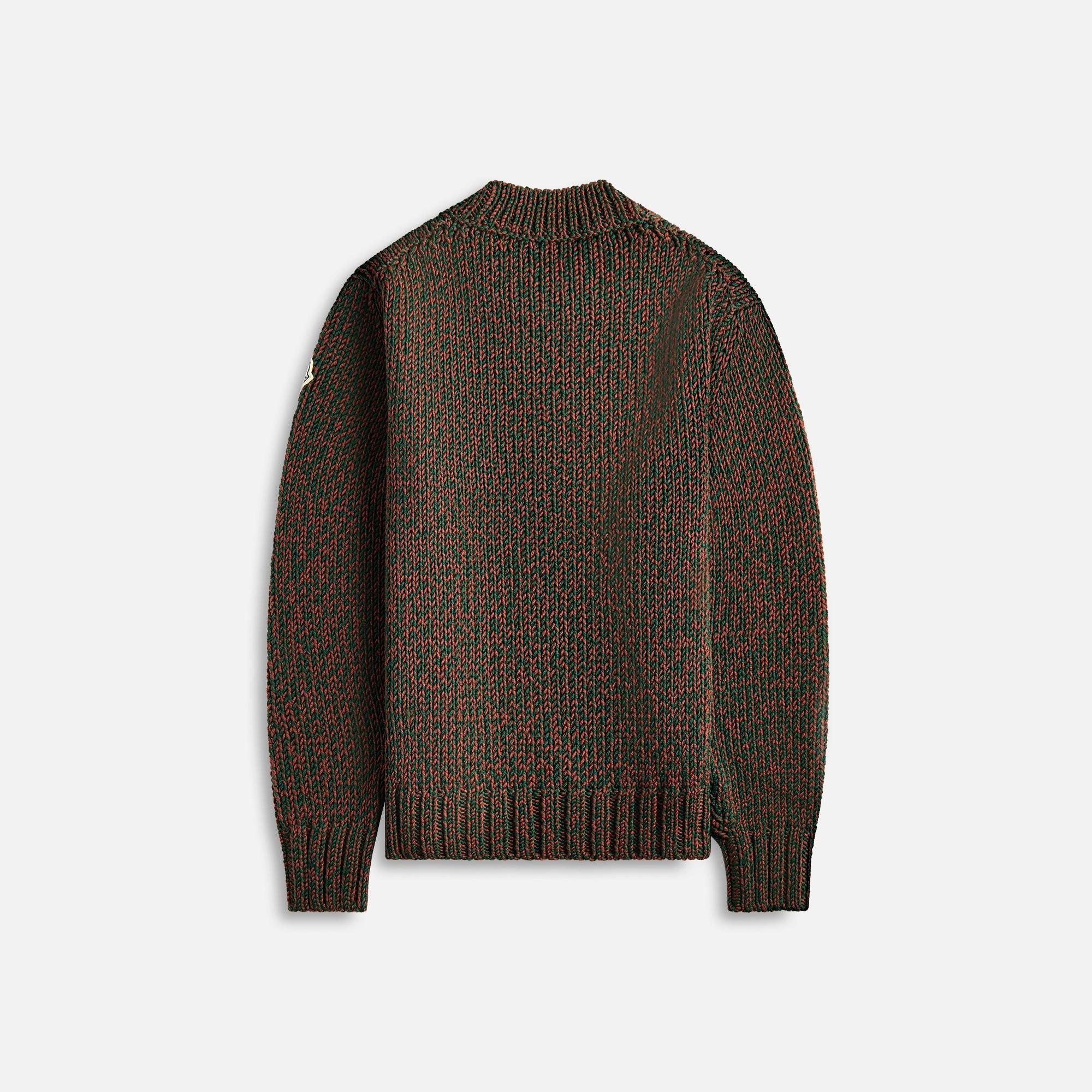 Moncler Mouliné Wool Sweater - Dark Green Male Product Image