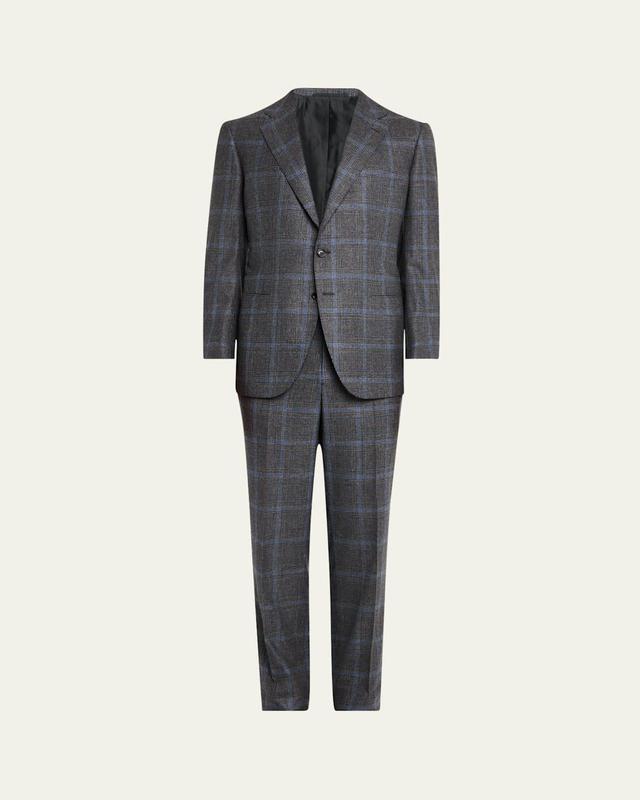 Mens Wool-Cashmere Plaid Suit Product Image