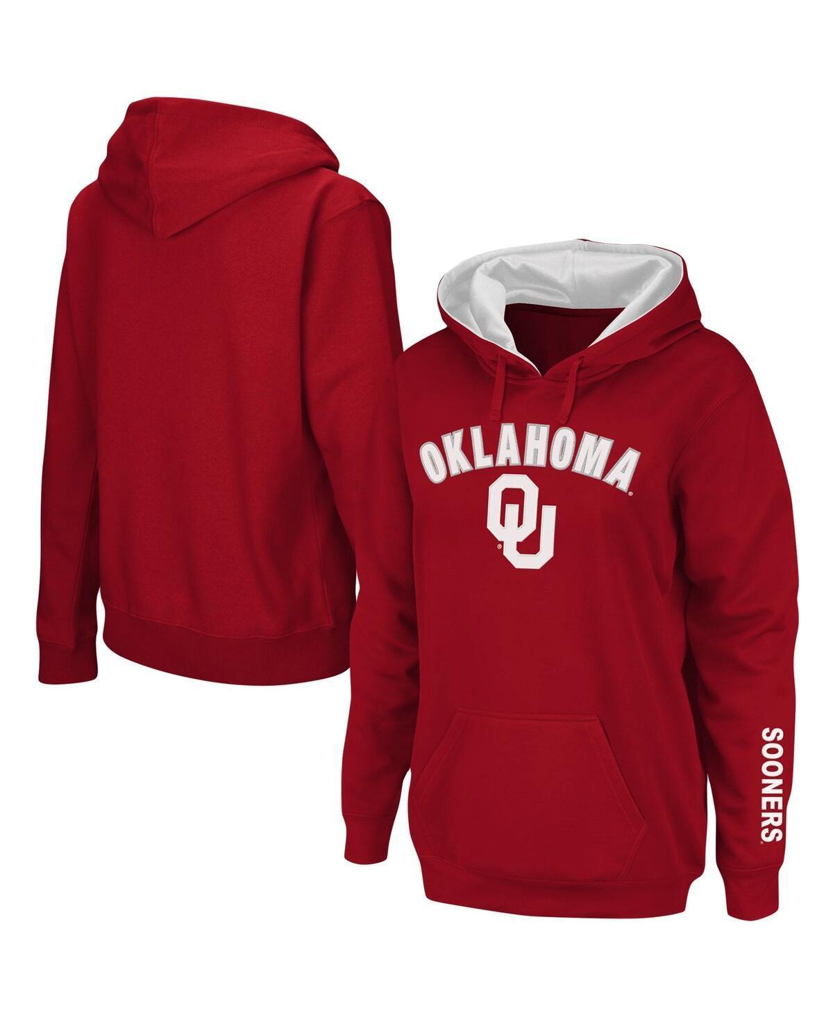 Womens Crimson Oklahoma Sooners Arch & Logo 1 Pullover Hoodie Product Image